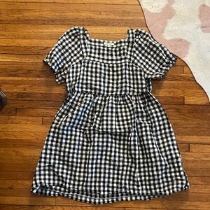 Madewell Linen Gingham babydoll dress with pockets